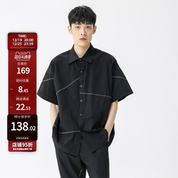 New Factor Summer New Style Lapel Split Line Design Shirt Men's Loose Japanese Fashion Casual Short-sleeved Women's