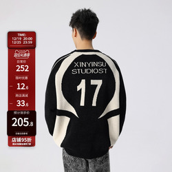 New Factor American Round Neck Sweater For Men And Women Spring And Autumn Raglan Sleeve Racing Suit Loose Letter Stitching Contrasting Color Sweater