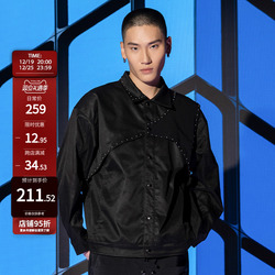 New Factor 2022 Autumn And Winter Lapel Irregular Design Black Casual Jacket Men's Handsome Beading Ins Trend