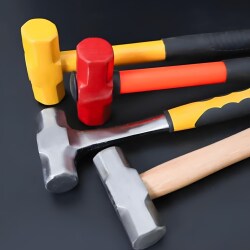 Large Hammer, Octagonal Hammer, One-Piece Hammer, Fire-Fighting Hammer with Wooden Handle, Mason's Iron Hammer, Heavy-Duty Pure Steel Hammer, Shock-Resistant Handle
