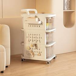 Household Perforated Board Plastic Trolley with Drawers, Snack and Toy Cabinet, Multi-Layer Storage Cabinet for Living Room, Bedroom, Study