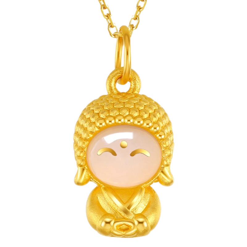 【値引販売】24K金弥勒仏の頭のネックレス黄金 アクセサリー