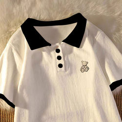 Girls' Korean-Style Short-Sleeved T-Shirt Polo Shirt 2025 Summer New Style Preppy Loose-Fitting Pure Cotton Top for Older Girls ins