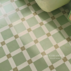 Foshan Small Fresh Green Plaid Tiles Kitchen Bathroom Bathroom Balcony Floor Tiles Restaurant Workwear Shop Tiles