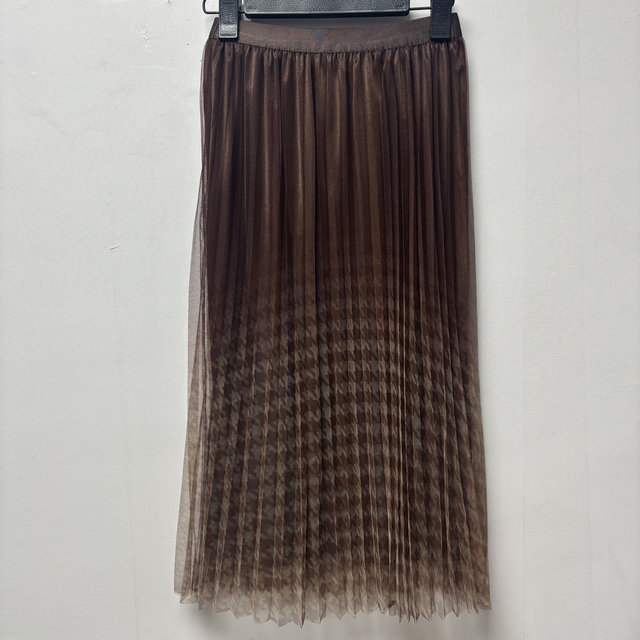 Designer sample version 2025 Spring and Autumn Shasha medium-length elastic waist pleated skirt versatile skirt E046
