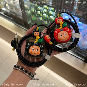 
Cute Star Charging Cable Protective Cover Suitable for 20w Apple 17 Charger Protective Cover iPhone16 Data Cable Protective Buckle Anti-Break 15/14 Quick Charge 13 Mobile Phone Cable Winder Cartoon