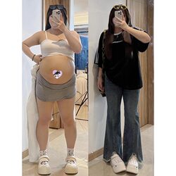 Pear-Shaped Body Retro Split Flared Jeans for Women, Autumn and Winter Fleece-Lined Plus Size, Frayed Hem Design Bell-Bottom Pants