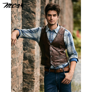 
MCS originates from Marlboro leather vest, men's autumn new sheepskin American vest leather jacket, wear-resistant and styling essential