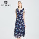 The same mall, the same Maziannuchun new blue printed V -neck dress, sleeveless vacation leisure lady
