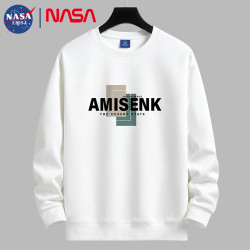 Nasa Original Autumn and Winter Men's Sweatshirt, Loose Fit, Fleece-Lined, Thickened, Pullover, Crew Neck, Base Layer, Long-Sleeve T-Shirt, Plus Size
