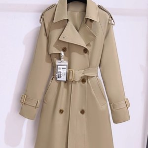 
Trench coat for women 2025 new spring and autumn small person with high-end mid-length waist-hugging temperament this year's popular jacket