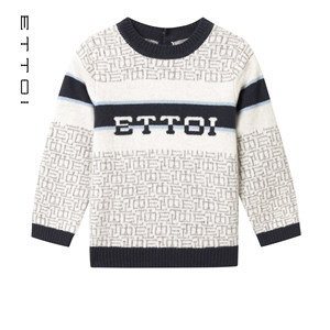 
Langzi children's clothing/ETTOI Edova children's sweater winter round collar blue gray Korean fashion cashmere sweater for men