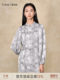 Hall Tang shirt women's stand-up collar long sleeve metal button new Chinese style fog flower print design small puff sleeve top new style
