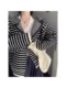 Lazy style striped zipper retro sweater for women in spring and autumn 2023 new Korean cardigan loose casual knitted jacket