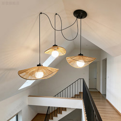 Vintage Wabi-Sabi Style Staircase Chandelier for Living Room, Dining Room, Bedroom, Sloped Ceiling, Loft, Duplex, High Ceiling, Movable Long-Line Chandelier