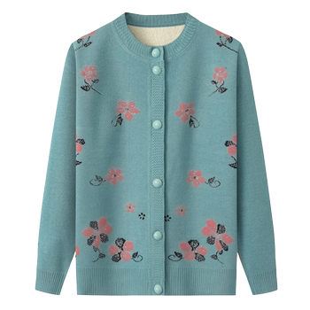 Middle -aged and elderly female velvet sweater cardigan jacket grandma
