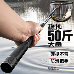 Lanweike Carbon Fishing Net, Ultra-Light and Ultra-Hard Telescopic Fishing Net Rod, Complete Set of Large Fish Catching Net, Foldable Net Head