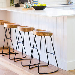 European Modern Minimalist Bar Stool, Solid Wood Home Bar, Creative Coffee Leisure Dining Stool, Retro Iron Art High Stool