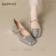 Song Qian same style Daphne silver single shoes for women 2025 new high heels thick heels leather shoes, Mary Zhen women's shoes