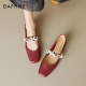 Daphne Flat Sole Mary Jane Shoes Women's Spring and Autumn 2025 Spring New Sole Sole Women's Shoes Red Wedding Shoes Square Toe Single Shoes