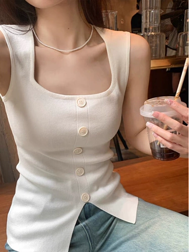 Черный шелковый топ с чашечками, короткая майка топ без рукавов, квадратный вырез, облегающий крой