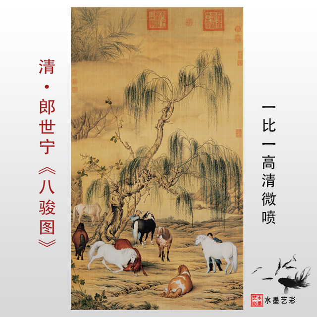 Lang Shining's Eight Horses of the Qing Dynasty, the original picture ...