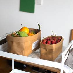 Japanese-Style Kraft Paper Bags, Washable, Thickened, Refrigerator Food Packaging Bags, ins Eco-Friendly Egg and Fruit Storage Bags