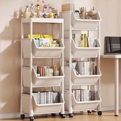 Bookshelf Movable Storage Rack Floor-Standing Children's Toy Storage Rack Kitchen Household Snack Trolley Storage Cabinet
