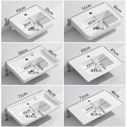 Washbasin Countertop Washbasin Bathroom Simple Integrated Ceramic Basin Balcony Laundry Cabinet Basin Small Apartment Rectangular Basin