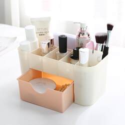Simple Desktop Cosmetics Storage Box, Household Storage Box with Handle, Plastic Organizer Box, Multi-Layer Compartment Storage Box for Miscellaneous Items