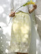 LANGAGE new Chinese light yellow three-dimensional flower skirt sun protection high waist simple and versatile pocket commuting set