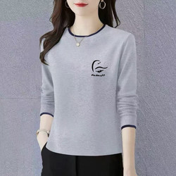 2025 Autumn/Winter New Pure Cotton Long Sleeve T-Shirt for Women, Loose Fit Undershirt, Korean Style Fashionable Top