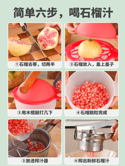 Necooks ステンレス製手動ジューサー - ザクロ、オレンジ & 野菜