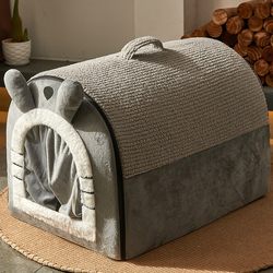 German Cat House, Winter Warm Enclosed Cat House, Removable and Washable Small Dog Villa, Suitable for All Seasons, Winter Dog House