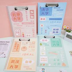 University-Themed Clipboard A4 Folder, Trendy and Aesthetically Pleasing Cartoon Design, Writing Pad for Elementary Students, Thick Paper, Exam Paper Storage Folder, Multifunctional Binder, Office Supplies for Boys and Girls