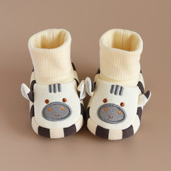 British Dgkp Baby Shoes and Socks All-In-One, Non-Falling Heel, Autumn and Winter Baby Soft-Soled Toddler Shoes, Newborn Fleece-Lined Warm Cotton Shoes