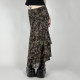 eilove Wasabi Medium-style mesh printed skirt for women with ruffle edge splicing low waist slim straight midi skirt
