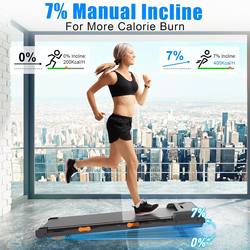 Small Flat Walking Machine Treadmill for Home Use, Silent Fitness Upgraded Electric Treadmill with Handrails