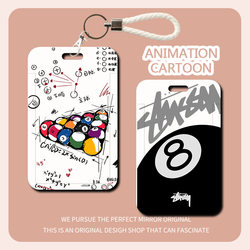 Billiards Graffiti Student Id Card Holder, Cafeteria Meal Card, Badge Holder, Campus Card, Access Card Protective Case, Work Badge Lanyard