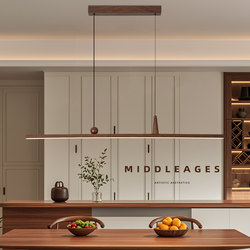 Song's Aesthetic Restaurant Chandelier Retro New Style Walnut Color Mid-Century Style Long Strip Dining Table Bar Island Chandelier