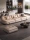 2025 new modern light luxury cream style down sailing leather sofa size apartment straight-row living room leather sofa
