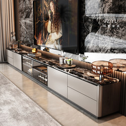 French-Style Natural Luxury Stone Tv Cabinet Marble Light Luxury 2026 New High-End Villa Modern Minimalist Living Room Floor Cabinet