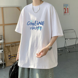 Short-Sleeved T-Shirt for Men, 2026 Summer New Style, Trendy Hong Kong Style Casual Top, Versatile Loose Fit Couple's T-Shirt