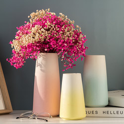 Creative Nordic Style Gradient Pink Vase Wide-Mouth Ceramic Home Simple Living Room Dining Table Flower Arrangement Dried Flower Decorative Ornaments