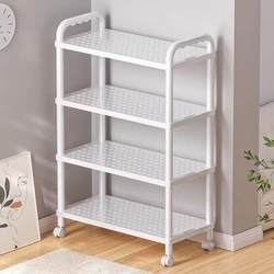 Shoe Rack for Home Entrance, Multi-Layer, Suitable for Dormitories and Rental Apartments, Movable, Simple, Small, Narrow Shoe Cabinet with Wheels, Plastic Storage Rack