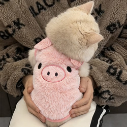 Cat Clothes with Pig Ears, Thickened and Warm for Autumn and Winter, Cute Vest, Golden Gradient Ragdoll Kitten Dog Pet Clothing