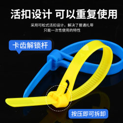 Reusable Nylon Cable Ties, Binding Straps, Tensioners, Fasteners, 100 Pieces