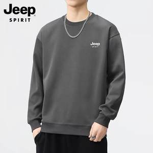 
JEEP Jeep pure cotton round neck sweatshirt men's trendy men's top 2025 new spring and autumn plus velvet men's jacket