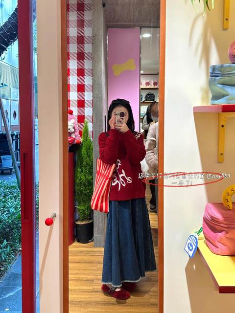 Retro blue breasted A-line loose high waist denim long skirt for women in autumn and winter small drooping umbrella skirt long skirt