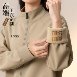 2025 New Sweatshirt Jacket, Autumn and Winter Style, Apple Group Annual Meeting, Fleece-Lined Workwear, Stand-Up Collar, Long Sleeves, Logo Printing